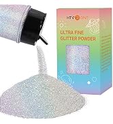 HTVRONT Holographic Extra Fine Glitter Powder - 50g/1.76oz Silver Glitter for Resin, 0.008"Portab...