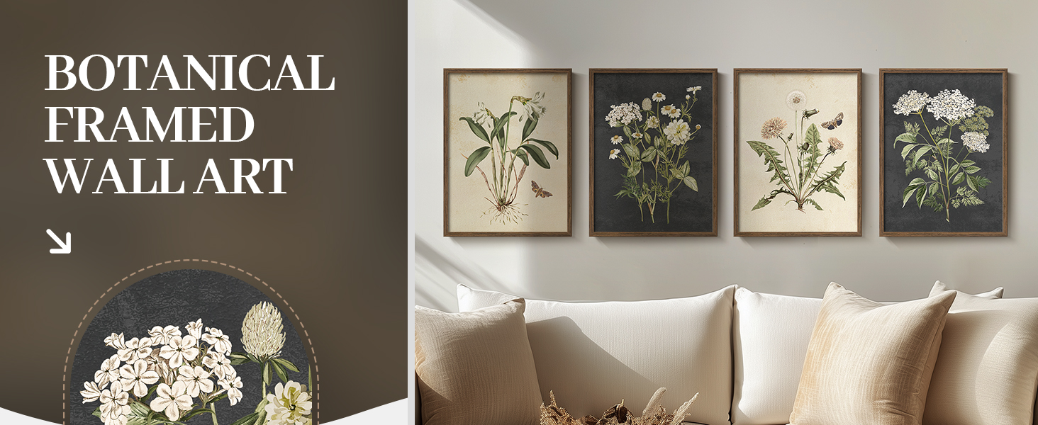 Framed Floral Wall Art for Rustic Farmhouse Wall Decor