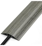 Floor Cord Cover 4FT, Wood Grey Cord Hider Floor, Soft PVC Cord Protector Floor, Hide Extension F...