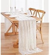 Ivory Table Runner Sheer Table Runners 25x120 Inch Romantic Semi-Sheer Decor for Summer Wedding P...
