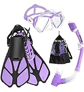 Seago Kids Snorkel Set with Flippers Dry Top Snorkel Mask Swim Fin Snorkeling Gear for Kids Youth...