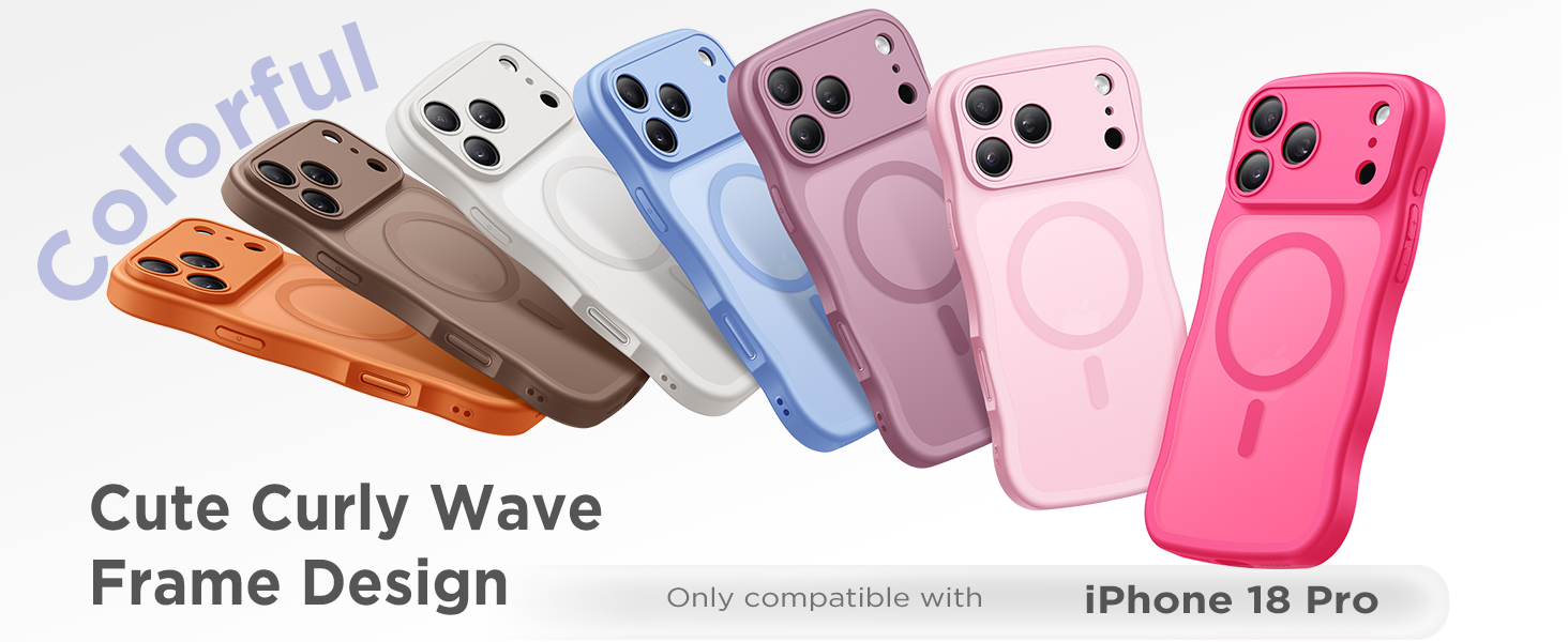 For iPhone 18 Pro Case Compatible with MagSafe Wavy Shockproof Slim Cute Wave Drop Protection