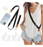 Piefly Phone Lanyard Crossbody Wrist Strap, Black Cell Phone Lanyards for Around the Neck Wristle...