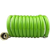 Darnassus Garden Hose,10 Feet Green PU Curly Water Hose with Brass Connectors,Watering Hose Coil,...