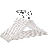 10 Vintage White Hangers – Premium Wood Hangers for Shirts, Dresses, Coats, Trousers – Rustic Han...