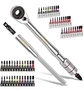 GEINXURN 60Pcs Mini Ratchet Wrench Set with Hex Driver and 1/4" Adapter, 1”S2 Steel Magnetic Scre...