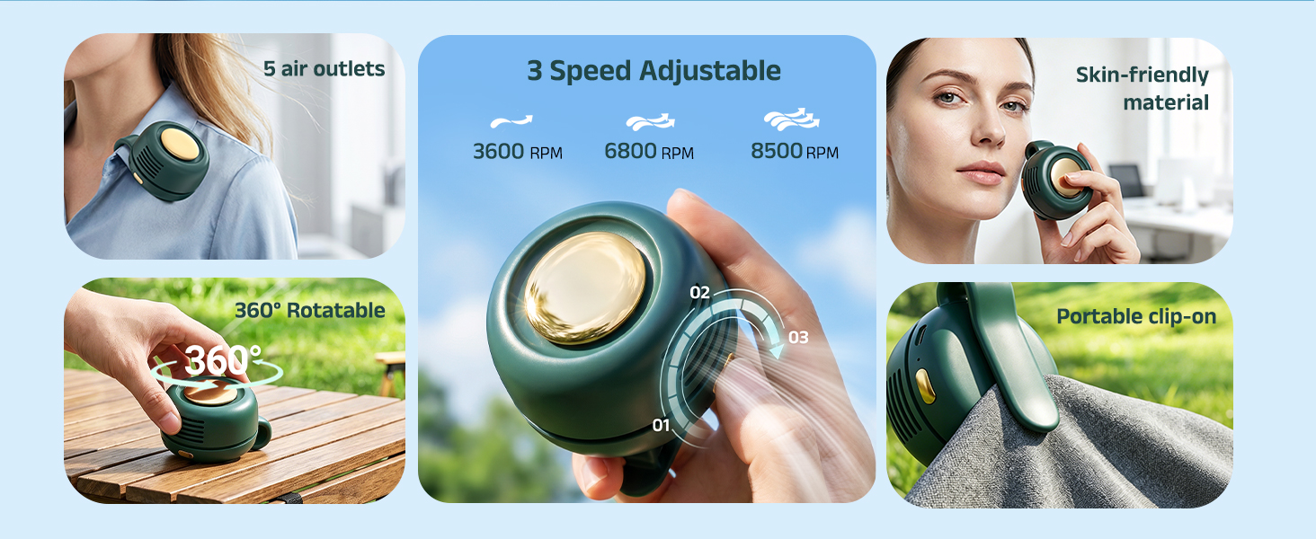 360° Rotatable Portable Mini Clip-on Fan