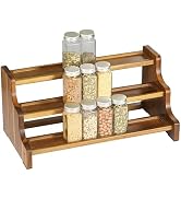 NAGAWOOD Spice Rack Organizer, 3-Tier Natural Acacia Wood Spice Shelf Storage for Kitchen Counter...
