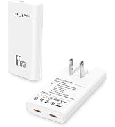 RUIFEI 65W Flat USB C Charger Block-Dual USB C Foldable Plug, Suitable for Super Fast Charging of...