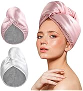 Microfiber Hair Towel Wrap Turban: 2Pack Drying Hair Twist Head Towels for Women Girls Curly Long...