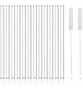 Antner 12 Pack Reusable Glass Straw, 8.5" x 10MM Straight Clear Glass Drinking Straws for Hot & C...