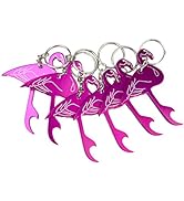 Swatom Pink Flamingo Bottle Opener Keychain Beer Openers Key Ring Accessories for Gift Wedding Party