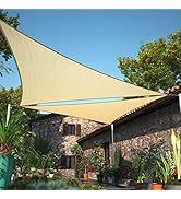 ShadeMart 8' x 8' x 8' Beige Triangle Sun Shade Sail Canopy smTAPT08 Fabric Cloth Screen, Water A...
