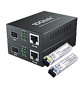 a Pair of Gigabit Ethernet Bidi Media Converter, SingleMode Single LC Fiber to Ethernet RJ45 Conv...