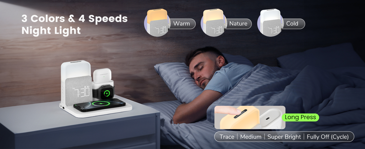 wireless charging alarm clock