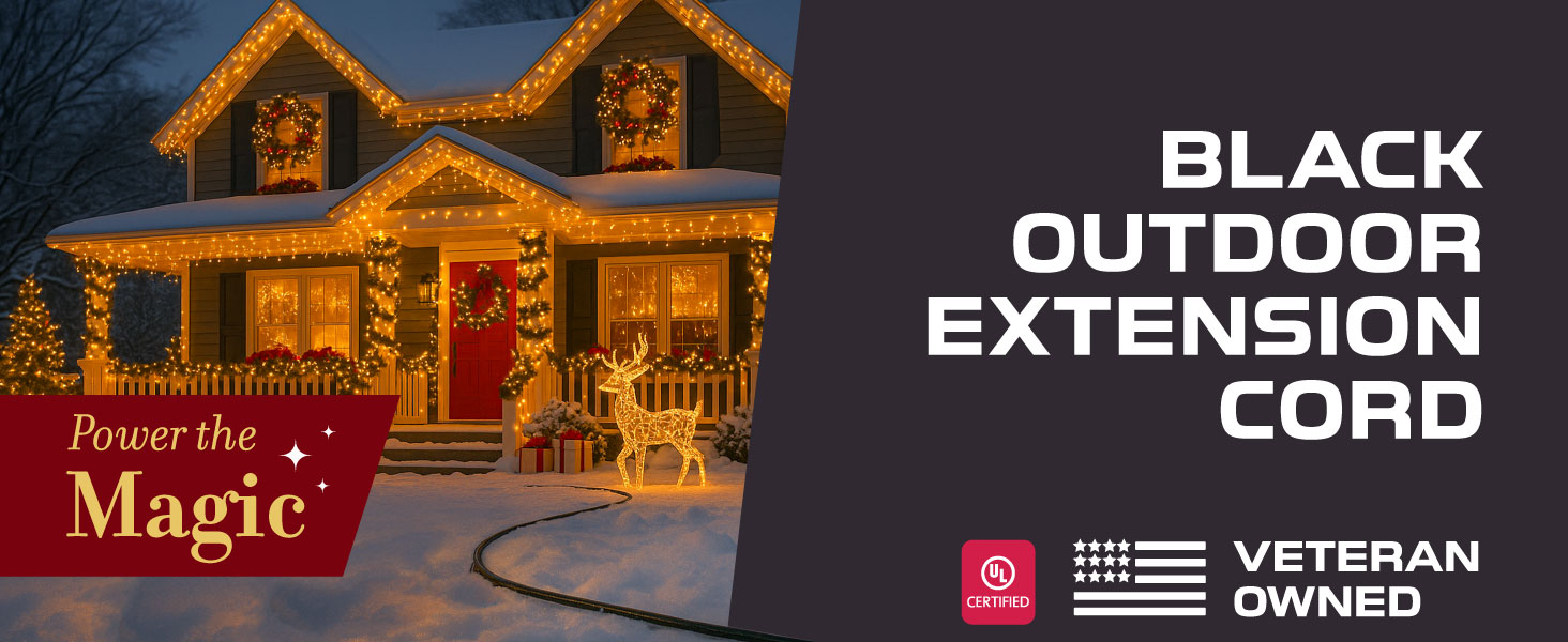 black outdoor extension cord