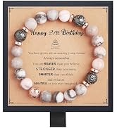 Fmeida Birthday Gifts for Women - Natural Stone Stretch Bracelets for 30th 35th 40th 45th 50th 60...