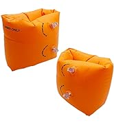 Inflatable Arm Floaties for Toddlers, Blow up Water Wings for Kids, Orange Swimming Arm Bands Flo...