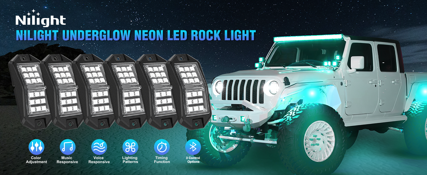 6pcs wide angle RGB led rock light remote Bluetooth app dual control