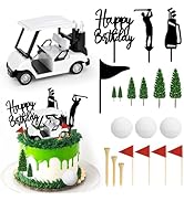 21 Pieces Golf Cake Decorations With Mini Cart, Ball, Green Tree, Clubs, Red Flag Cupcake Toppers...