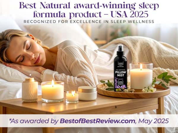 award winning pillow spray women sleeping in calm enviorment