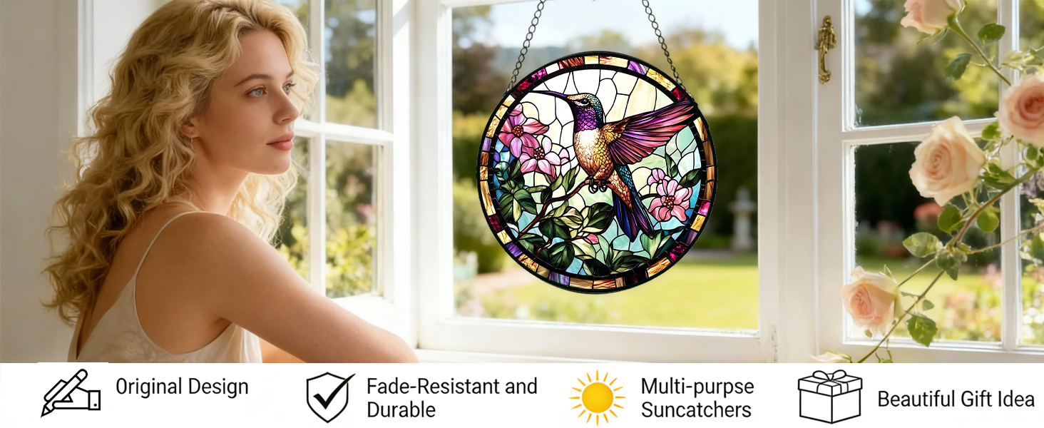 stained glass window hanging