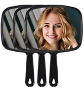 MIRRORNOVA Hand Mirror, Barber Hairdressing Handheld Mirror with Handle for Salon, Square, Black,...
