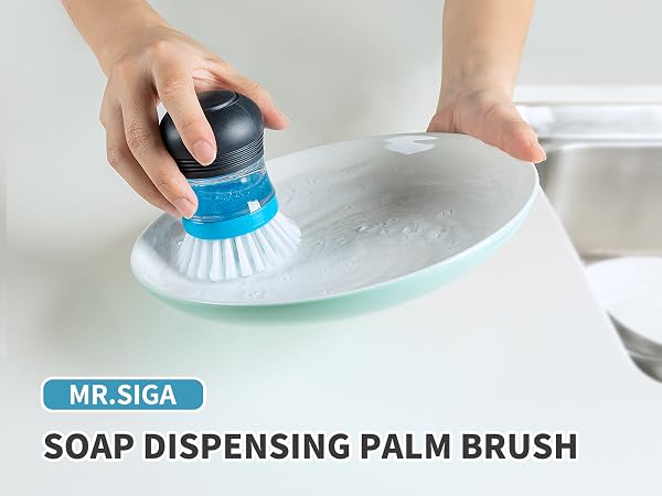 dish brush with soap dispenser, dish soap dispenser for kitchen