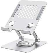 LINTYLE iPad Stand Tablet Holder for Desk, Portable Tablet Stand with 360° Rotating Base, Aluminu...