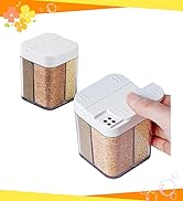 2 Pack 4 in 1 Plastic Salt and Pepper Shaker- 8 Grids Travel Spice Container, Multi Spice Dispens...