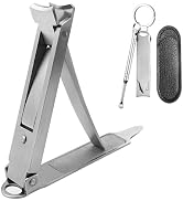 SG NEKOO Ultra-Thin Folding Nail Clipper Set, Keychain Travel Nail Kit with Ear Pick & Leather Ca...