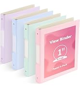 SortRax 1 Inch Binders 3 Ring, 4 Pack Cute Pastel Binders, Built Stronger with Safer Edges, Light...