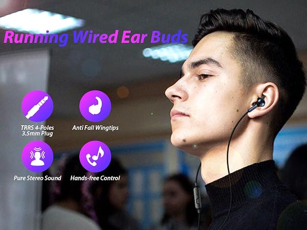 sport wired ear buds headphones