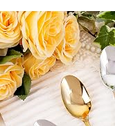 Joyido 30PCS Gold Plastic Spoons - Gold Soup Spoons Disposable - 8.1 Inch Heavy Duty Plastic Silv...