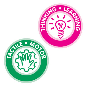 listening skills, visual skills, tactile skills, motor skills; tactile and motor