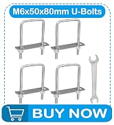 Yinpecly 4 Pack M6 Square U-Bolts, 50mm (2