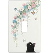 Decorative Art Light Switch Covers Black Cat Hanging Blooms Single Toggle Wall Plate Decorative S...