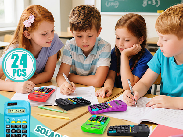 24 Pieces Pocket Size Calculators(Multicolor)