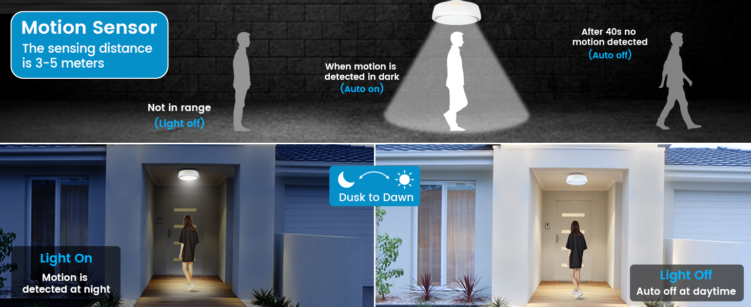 Motion Sensor Detector Ceiling Light