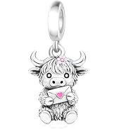 BSFJTY S925 Sterling Silve Highland Cow Charms Fit Women Bracelets and Necklaces Animals Beads Da...