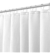 Easy-Going Waffle Textured Shower Curtain, Heavy Duty Thick Fabric Shower Curtain with Magnets an...