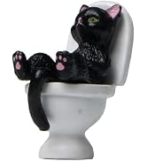 Kryoflare Black Cat Toilet Ornament, Garden Miniature Statue, Desktop Model Home Decorations Cat ...