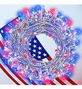 YAOZHOU Memorial Day Decorations 4th of July Decor Patriotic Lights-Red White and Blue String Lig...