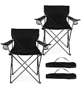 HaSteeL Foldable Camping Chair Set of 2, Folding Camp Chairs for Adults, Large Portable Lawn Chai...