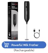Bonsenkitchen Rechargeable Milk Frother Handheld, Electric Foam Maker with Stainless Steel Whisk,...