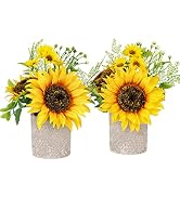 Tiyard 2pcs Sunflower Decor Yellow Fake Sunflower in Pots, Artificial Sunflower for Bathroom Home...