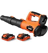 LEAPUL Leaf Blower Cordless, 21V Electric Leaf Blower with 2×2.0Ah Batteries & 1 Fast Charger, Li...