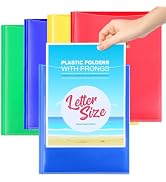 KTRIO Plastic Folders with Clear Front Pocket, 4 Pack Folders with Pockets and Prongs, Heavy Duty...