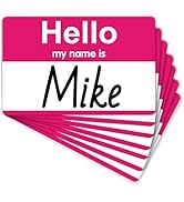 Pink Name Tags Sticker,200Pcs Hello My Name is Stickers,Name Badge Name Tags Label for Office,Mee...