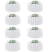 sancua 90 Inch Round Tablecloth White, 8 Pack - Circle Polyester Fabric Table Cloth for Wedding P...